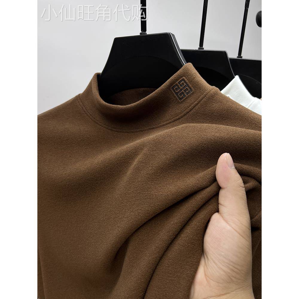 MAROLIO~出口北欧！男士秋冬保暖德绒半高领打底衫男秋衣长袖t恤