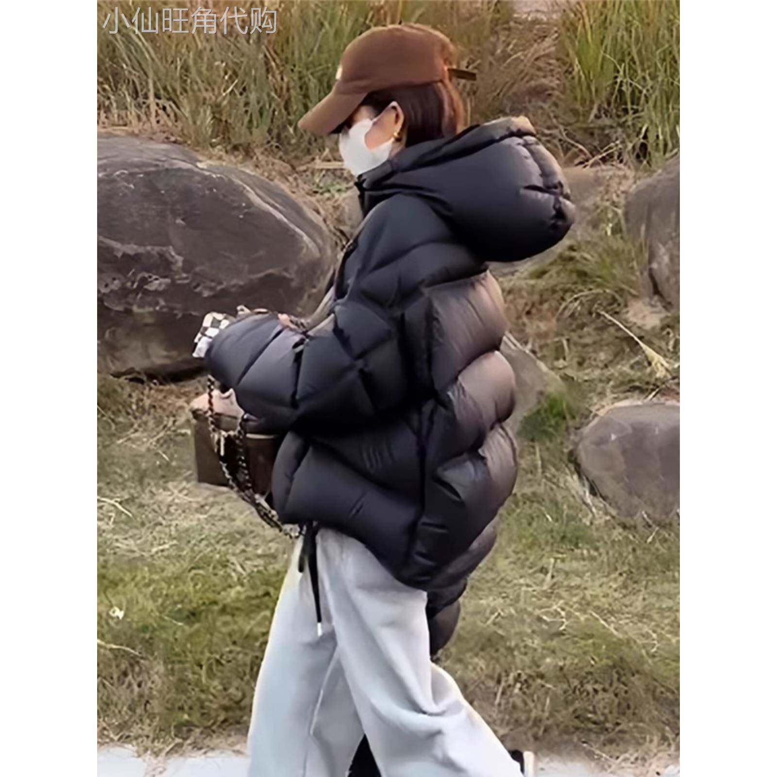 短款白鸭绒羽绒服女2025冬季新款韩版高级感小个子面包服连帽外套