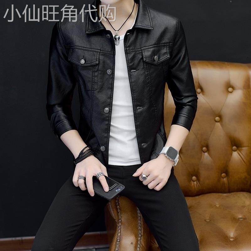 皮衣男修身韩版潮流帅气青年机车服秋冬季款高级感皮夹克男士外套