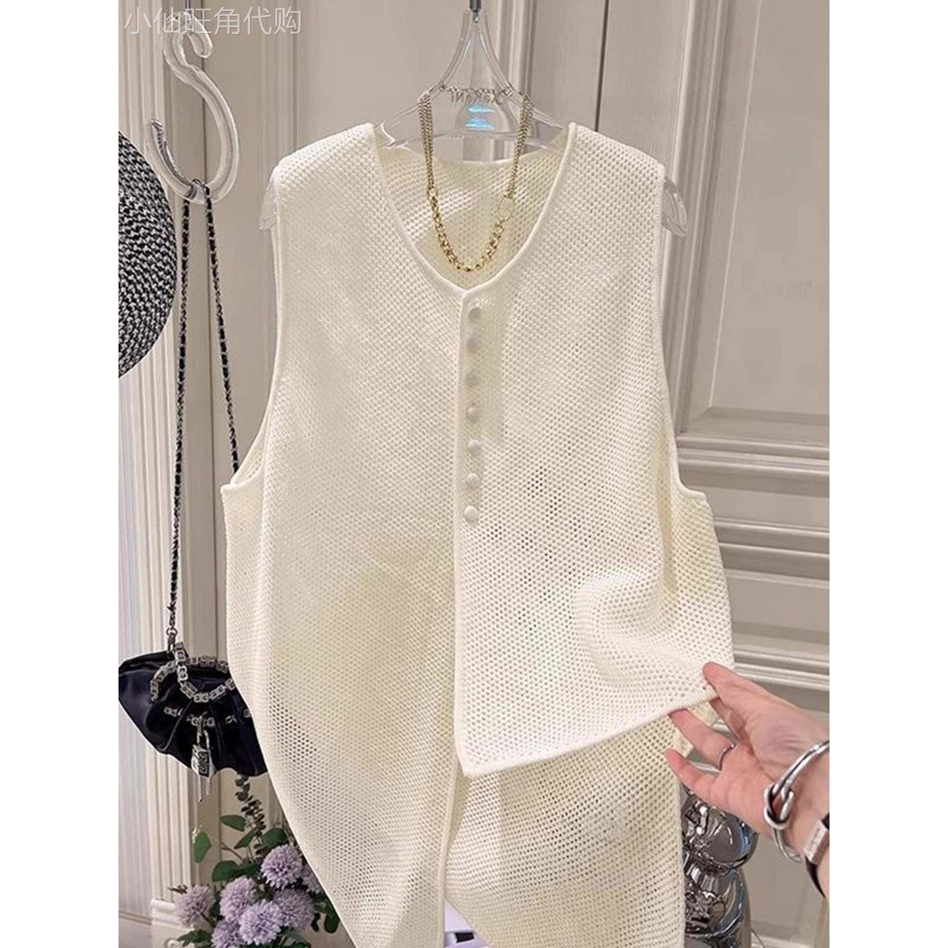马甲女夏薄款时髦洋气无袖背心2025新款镂空针织外搭防晒开衫坎肩