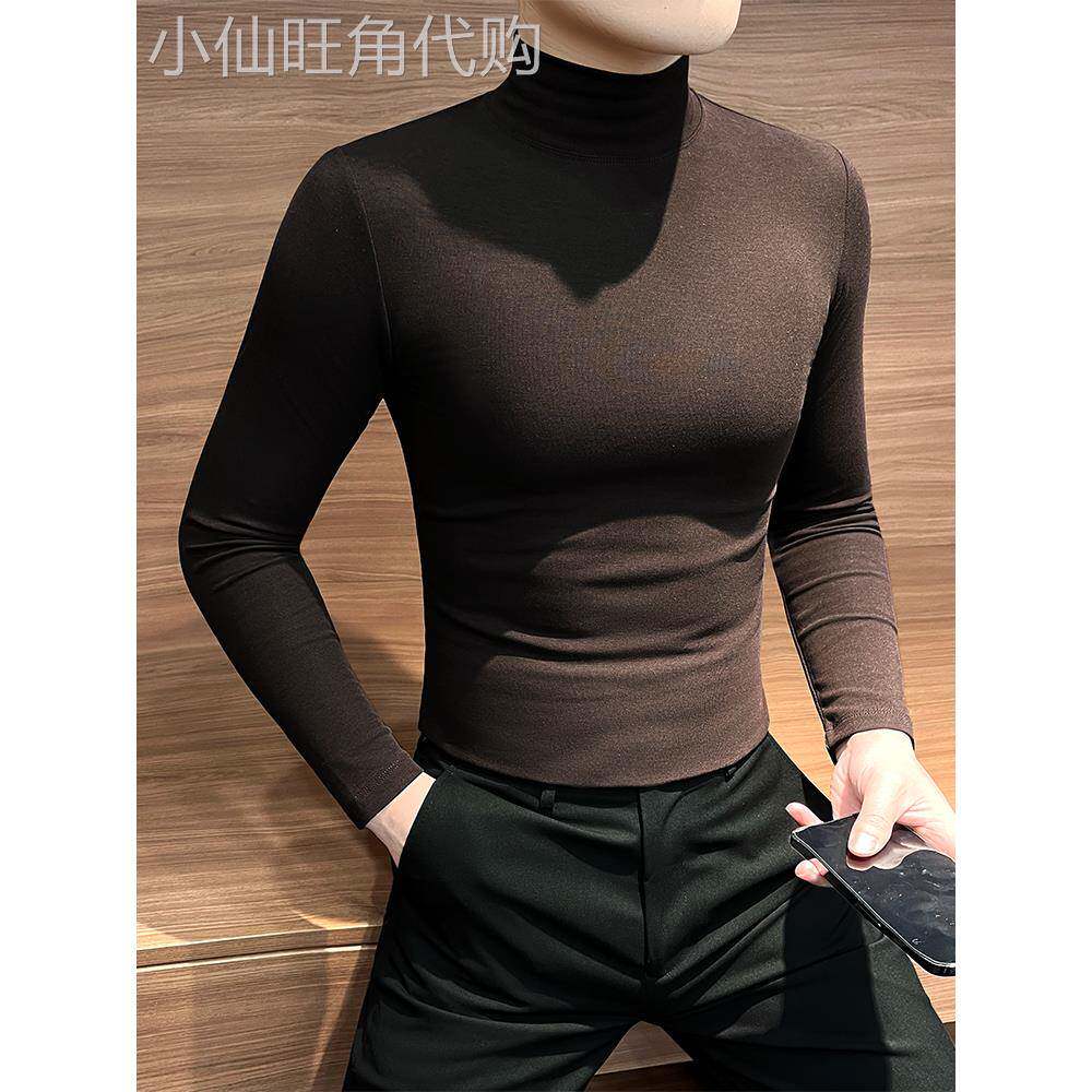 TWG半高领打底衫男士修身秋冬季2025年新款男装高级感内搭长袖T恤