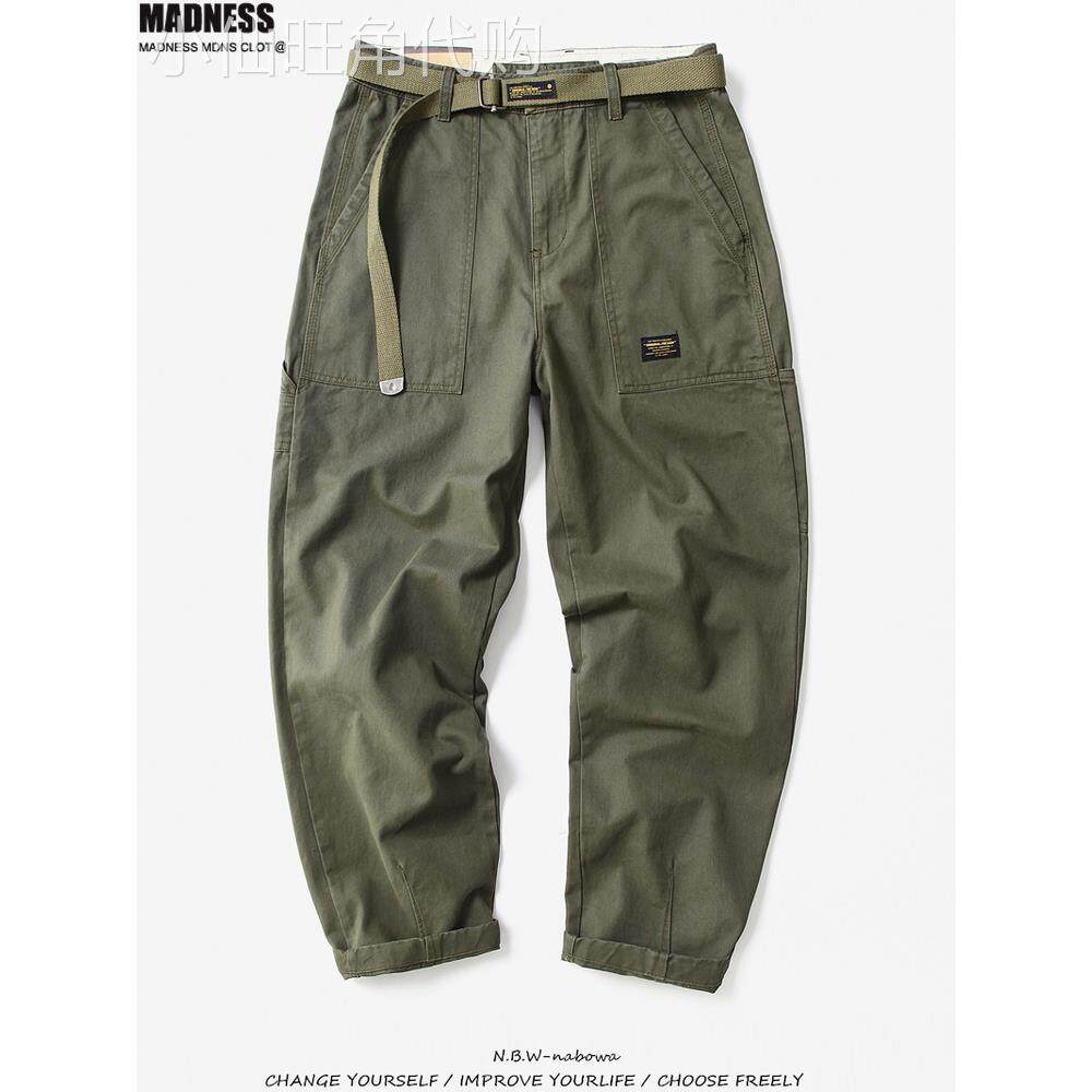 Madness Mdns Clot日系纯棉口袋工装裤男春秋宽松直筒锥形休闲裤