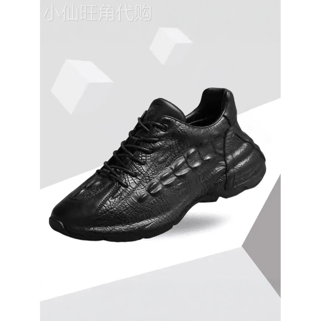 欧美设计师『精品』!高端大气!男鞋新款鳄鱼纹真皮时尚运动皮鞋潮