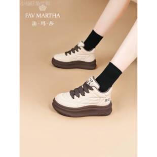 法玛莎高端小白鞋女款显脚小2025新款面包鞋轻便时尚休闲运动板鞋