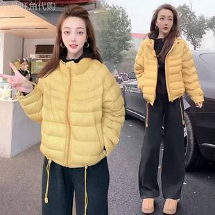 香港代购韩系立领短款羽绒服女冬季新款泡芙云感保暖外套简约上衣