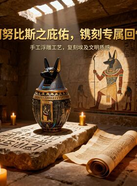 宠物灰骨盒古埃及猫宠物骨灰罐卡诺皮克罐家居装饰品酒柜摆件密室