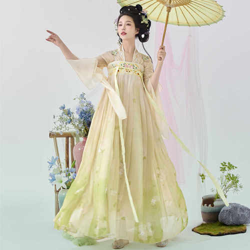 绣花印花汉元素破烂袖