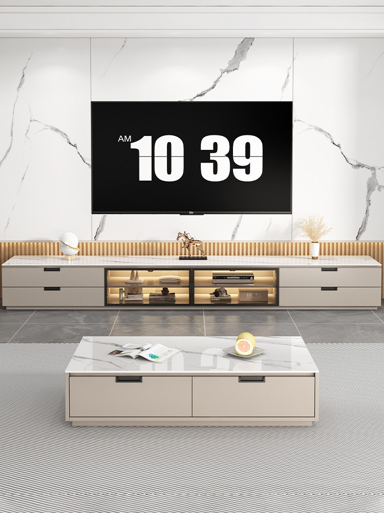 石板电视柜客厅家居现代简约2025新款实木侧柜落地咖啡桌电视柜组,住宅家具,电视柜,淘宝优惠券,粉丝福利购,淘宝优惠卷