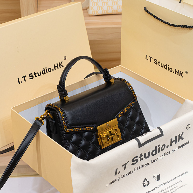 CITEX LV官方旗舰店香港真皮菱格手提小方包包女2025新款秋冬高级