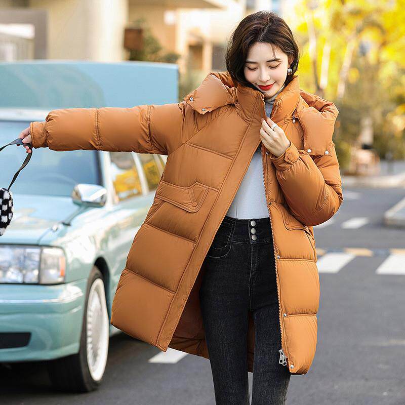 羽绒棉服女中长款2025冬季新款韩版休闲立领大码加厚暖面包服外套