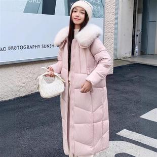 棉服女过膝长款2025冬季新款韩版宽松加厚翻领大毛领保暖大衣外套