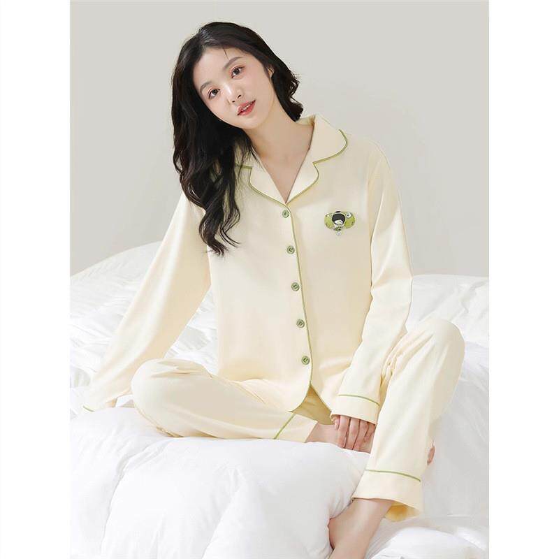 睡衣女款2025新款春装带胸垫一体长袖春秋季温情家居服春秋款