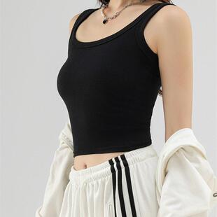 螺纹吊带背心夏季薄款大圆领修身显瘦美背打底衫内搭外穿大码上衣