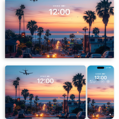 加州落日海岸(手机平板电脑)4K超清安卓苹果静态壁纸图片素材B266