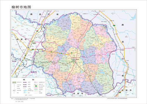 长春市榆树市地图水系河流湖泊交通行政区划旅游铁路地形卫星流域