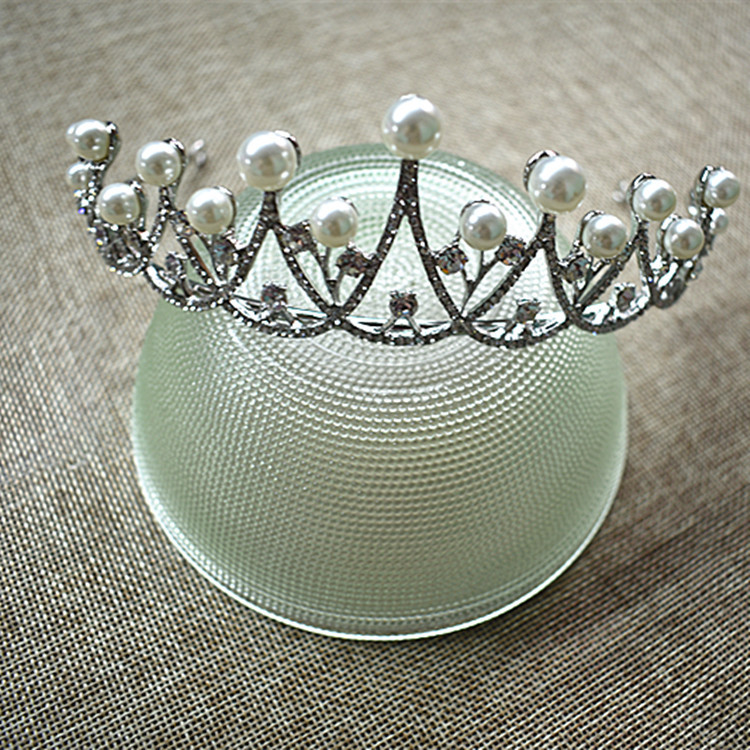 日本品质 韩版新娘皇冠珍珠头饰  韩式新娘饰品镶钻头饰