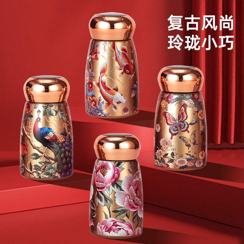 日本品质小蘑菇316覆陶瓷保温杯小巧便携水杯新款高颜值智能显温
