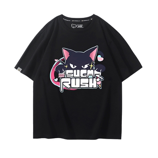 碧蓝档案T恤动漫周边杏山和纱肥猫同款cos短袖T恤男女学生上衣服