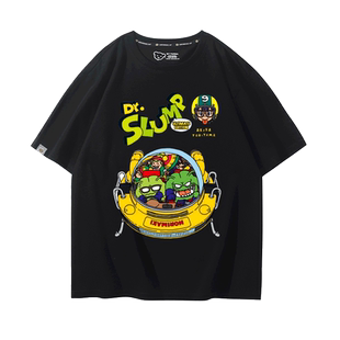 阿拉蕾卡通复古联名短袖T恤男女情侣夏季纯棉印花宽松休闲上衣服