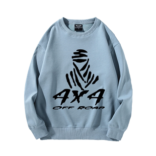 达喀尔拉力赛越野改装联名圆领卫衣男装秋冬加绒宽松休闲穿搭衣服