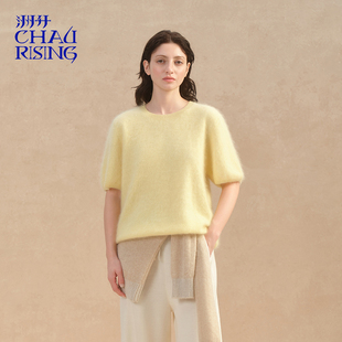 洲升 基础简约纯色上衣女 CHAU.RISING2025秋冬水洗拉毛山羊绒短袖