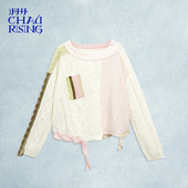 拼贴船领羊绒套头衫 洲升 CHAU.RISING2025秋冬新款 彩色少女感毛衣