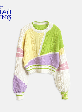 洲升/CHAU.RISING休闲圆领羊绒针织衫女宽松保暖厚毛衣秋冬新款