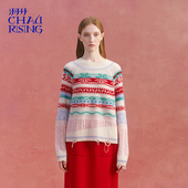 节日费尔岛羊绒衫 洲升 CHAU.RISING2025秋冬新款 彩色毛衣上衣女士