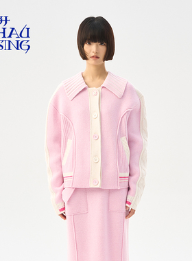 洲升/CHAU.RISING复古宽松休闲女毛衣外套羊毛夹克秋冬新品设计师