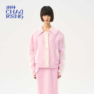 洲升 設計師 CHAU.RISING復古寬松休閑女毛衣外套羊毛夾克秋冬新品