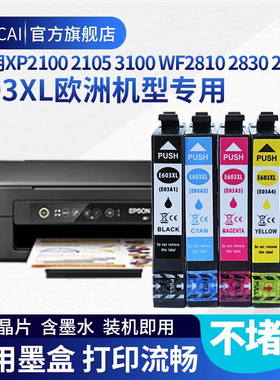 适用爱普生EPSON 603 603XL墨盒 XP-2100 XP-2105 XP-3100 XP3105 XP-4100 wf2850 wf2810打印机墨盒T603黑色