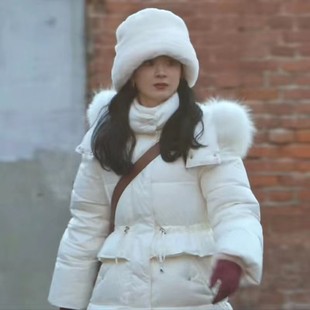 风吹半夏赵丽颖许半夏同款衣服白色羽绒服女冬季长款过膝加厚外套