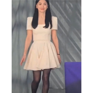 欧洲宋慧乔同款高端精致白色连衣裙夏季韩系气质名媛初恋小个子