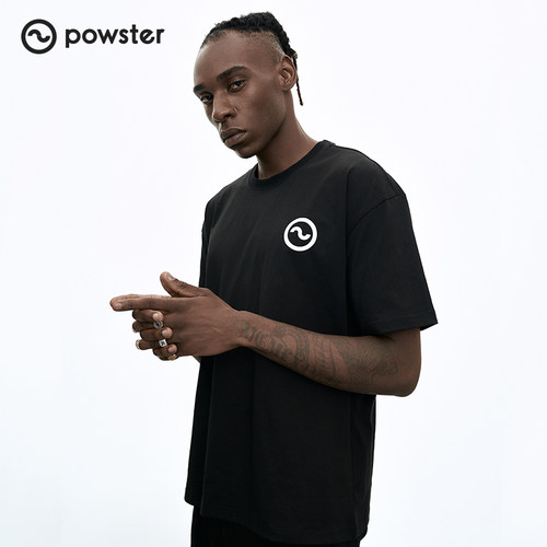纯棉情侣短袖潮流白色powsterT恤