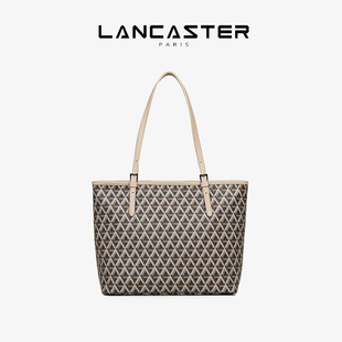 Lancaster兰卡斯特 老花休闲拉链通勤托特包中号 Ikon 系列经典