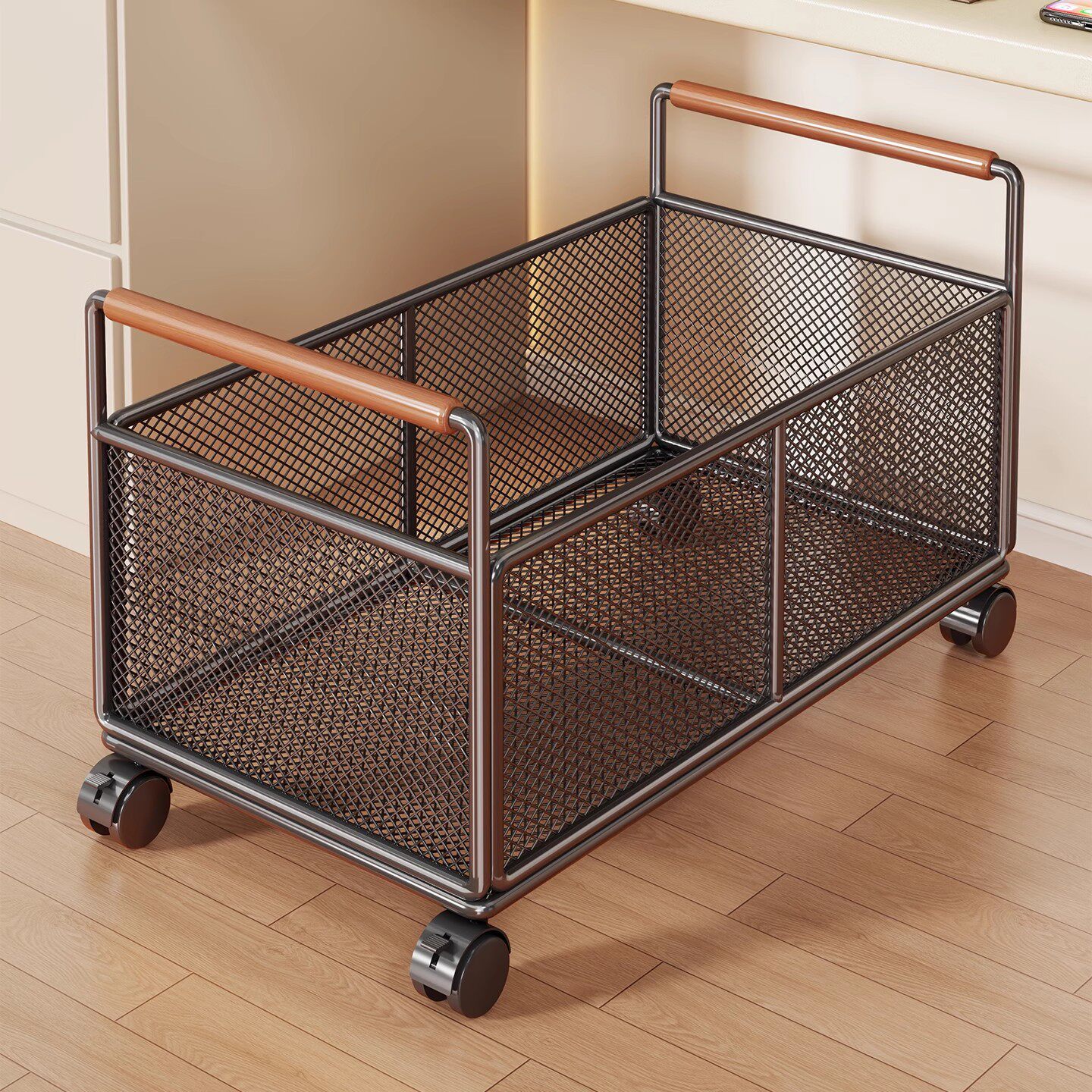 书本收纳箱学生装书籍收纳筐教室用带轮可移动书包置物架高中书