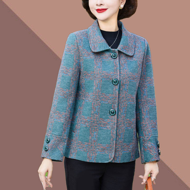 中年妈妈短款减龄外套女士2026新款春装宽松显瘦大码时尚夹克上衣
