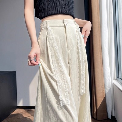 冰丝棉麻阔腿裤女夏季薄款2025新款时尚爆款垂感小个子休闲山本裤