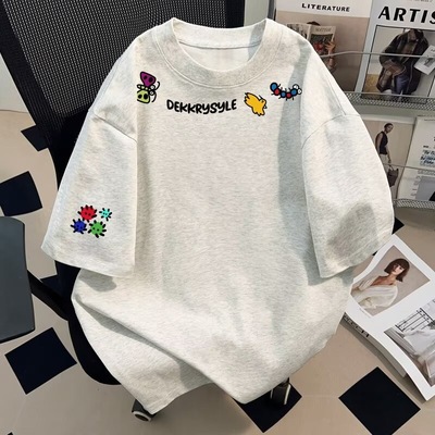 高街黑色小众潮流百搭半袖上衣美式100%纯棉短袖T恤男女夏季ins