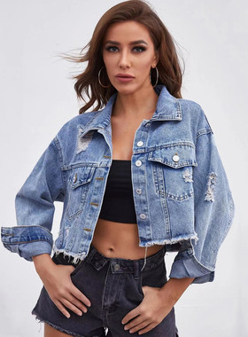 2024 Fashion jeans women coat  leisure denim tops overcoat女