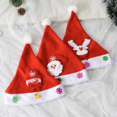 Children with lighted Santa hat Children adult red圣诞帽子