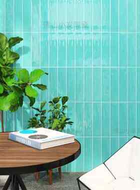 北欧小白砖厨房卫生间浴室背景墙砖68X280长条瓷砖酒红橙色波浪面