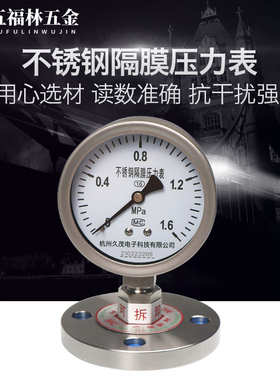 法兰隔膜压力表YTP100BF/MF DN25 DN40 DN50不锈钢耐震膜片压力表
