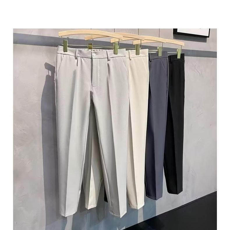 纯色修身薄款春秋季九分裤西裤子