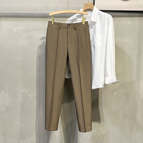 免烫高级感百搭修身小脚九分西裤