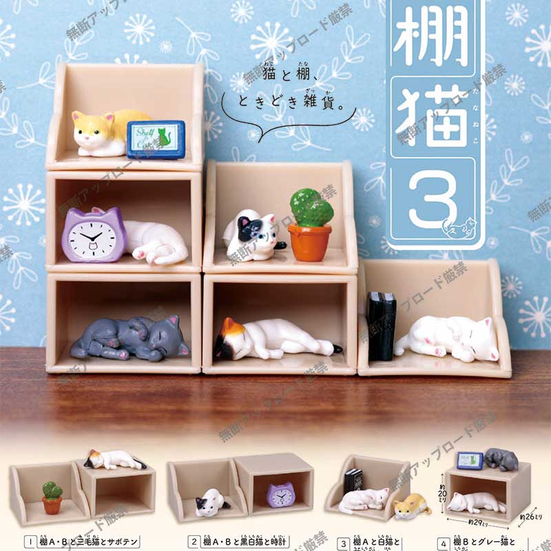 现货日本Tarlin 棚猫3 微缩架子上的猫咪模型玩具扭蛋
