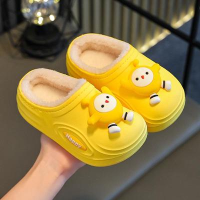 儿童卡通防水棉拖鞋冬季加绒加厚男童家居保暖拖鞋2025新款宝宝鞋