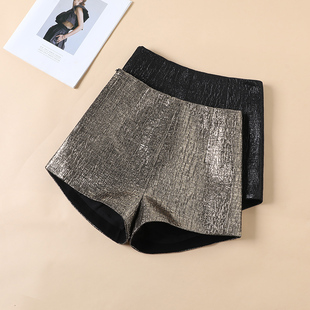 小个子a字热裤 高级感轻奢亮面秋冬短裤 高腰阔腿裤 靴裤 女外穿新款