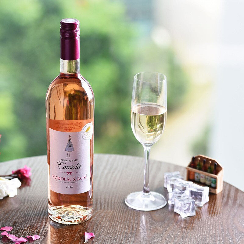 法国进口凯蒂公主桃红葡萄酒波尔多产区女士红酒赤霞珠梅洛750ml