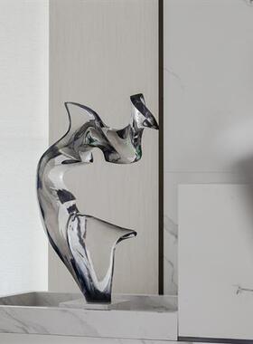 现代轻奢透明树脂雕塑客厅电视机柜两侧落地摆件楼梯间玄关装饰品